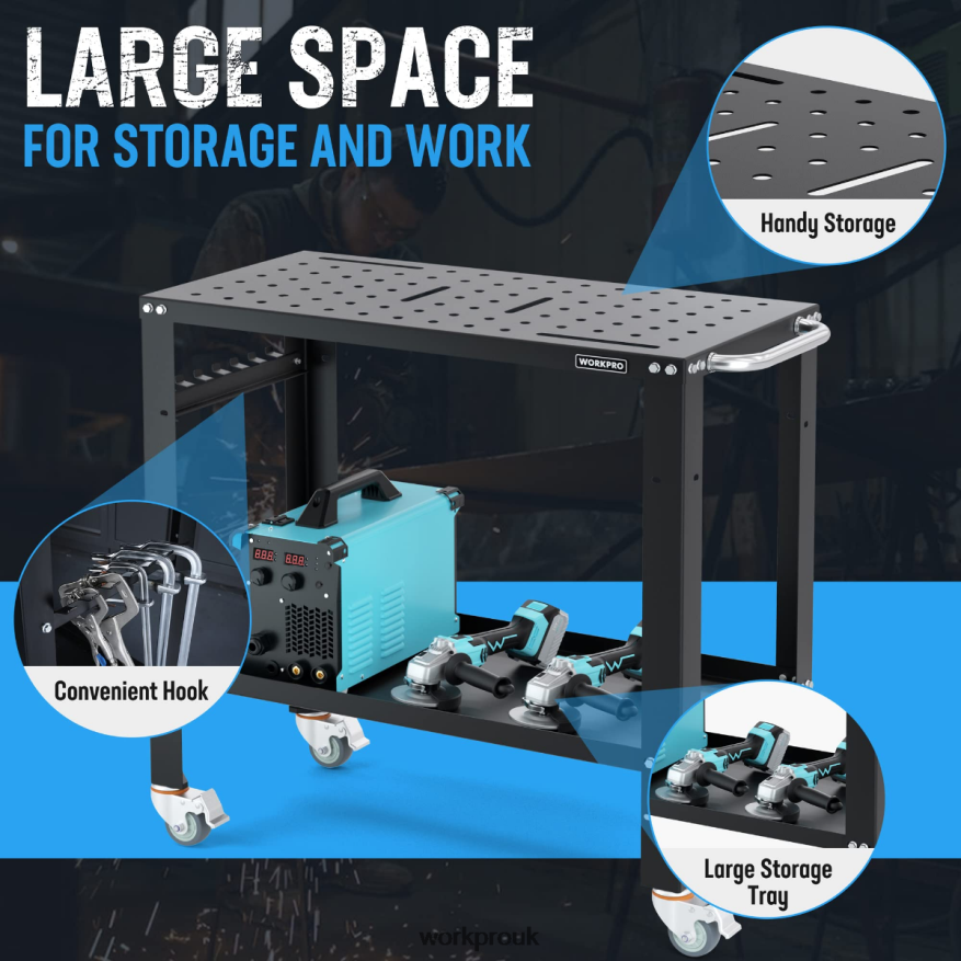 WORKPROPortable Welding Table, 1200 lbs Load Capacity, Nitriding Tabletop X662Z13 Storage