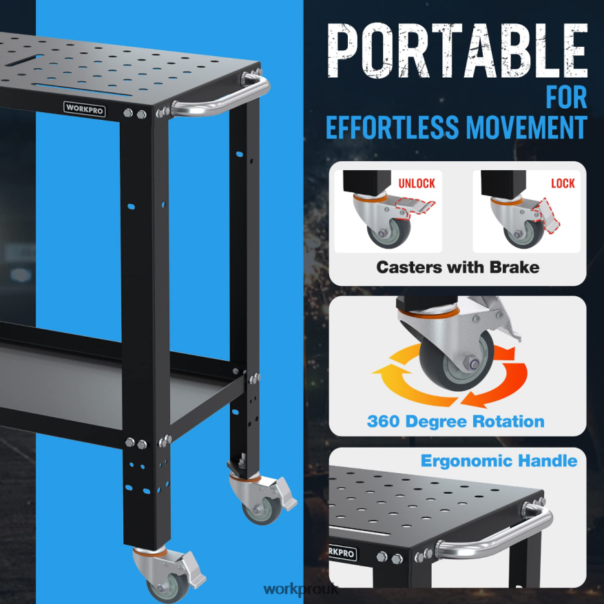 WORKPROPortable Welding Table, 1200 lbs Load Capacity, Nitriding Tabletop X662Z13 Storage