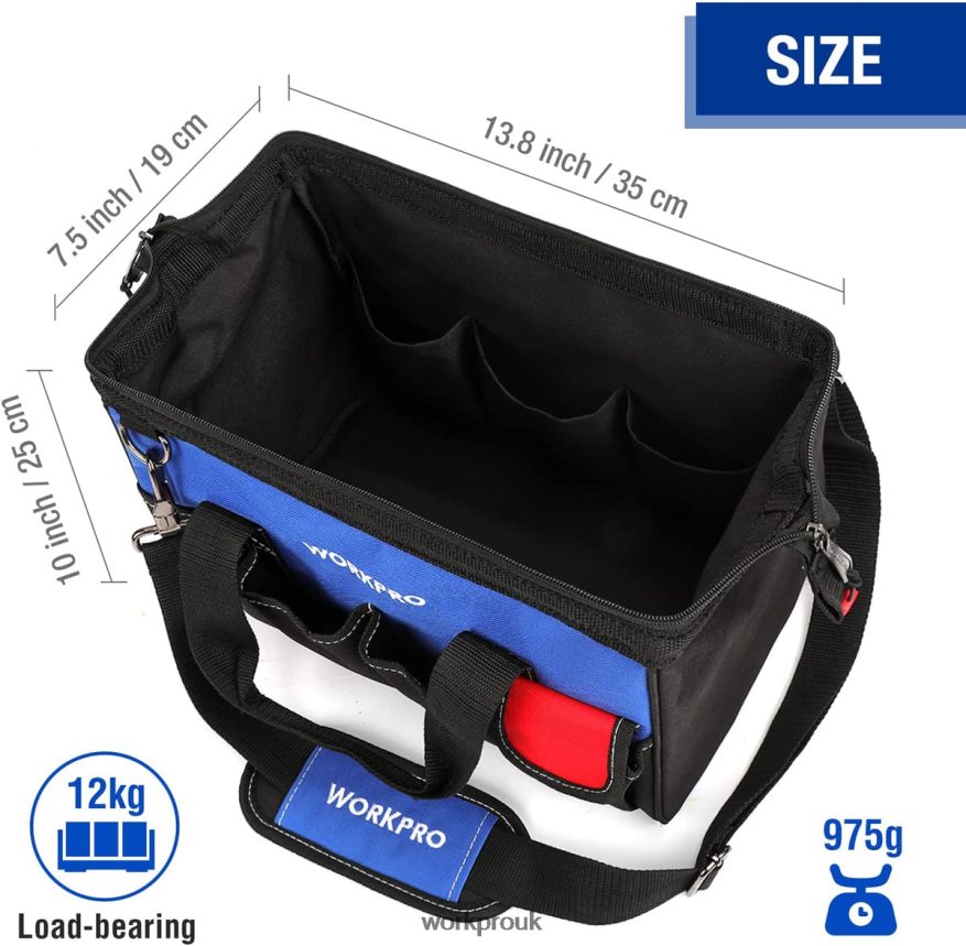 WORKPRO14-inch Tool Bag, Multi-pocket Tool Organizer with Adjustable Shoulder Strap X662Z31 Storage