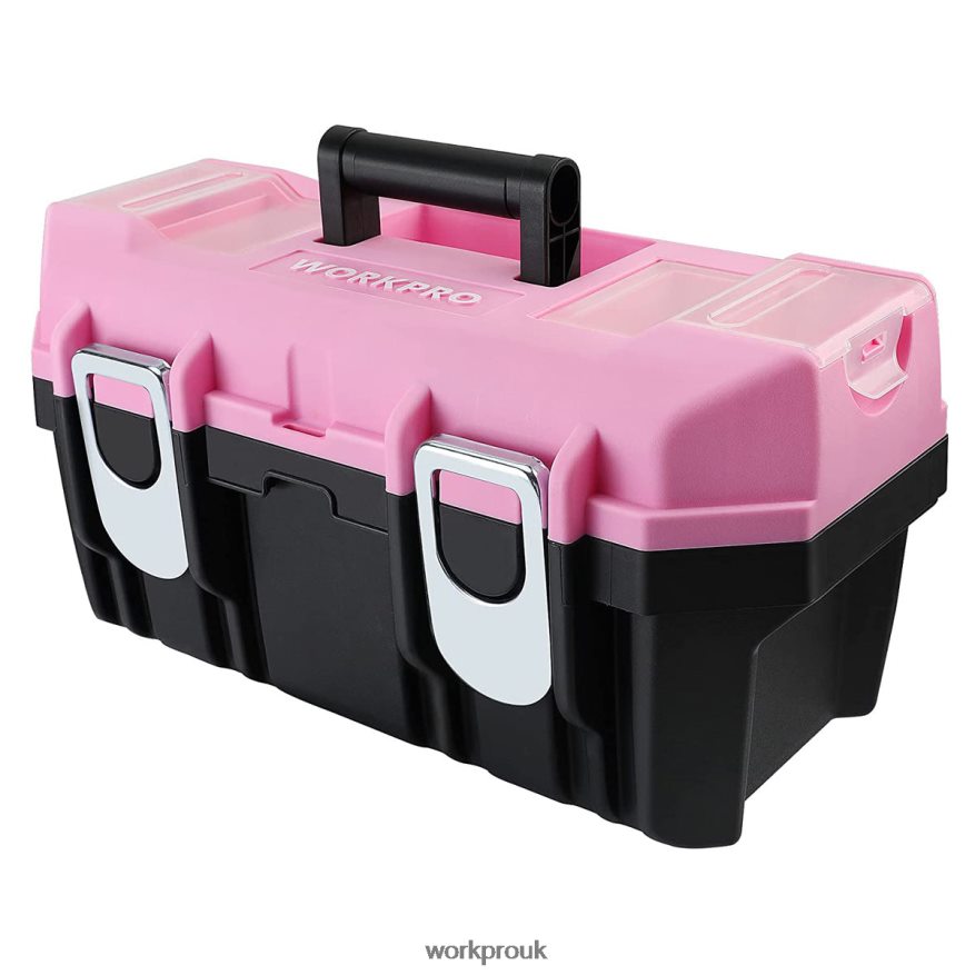 WORKPRO16-inch Tool Box, Plastic Toolbox with Metal Latch and Removable Tray X662Z23 Storage