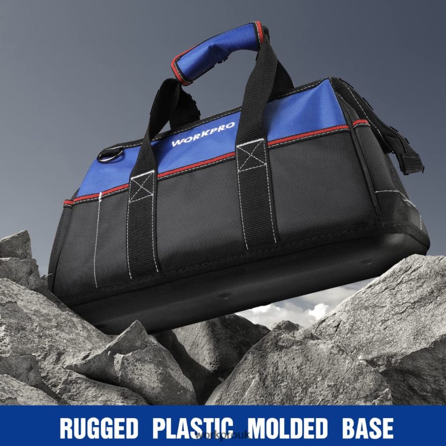 WORKPRO16-inch Wide Mouth Tool Bag, Heavy Duty Cloth Tool Storage Bag with Water Proof Molded Base, Adjustable Shoulder Strap X662Z24 Storage