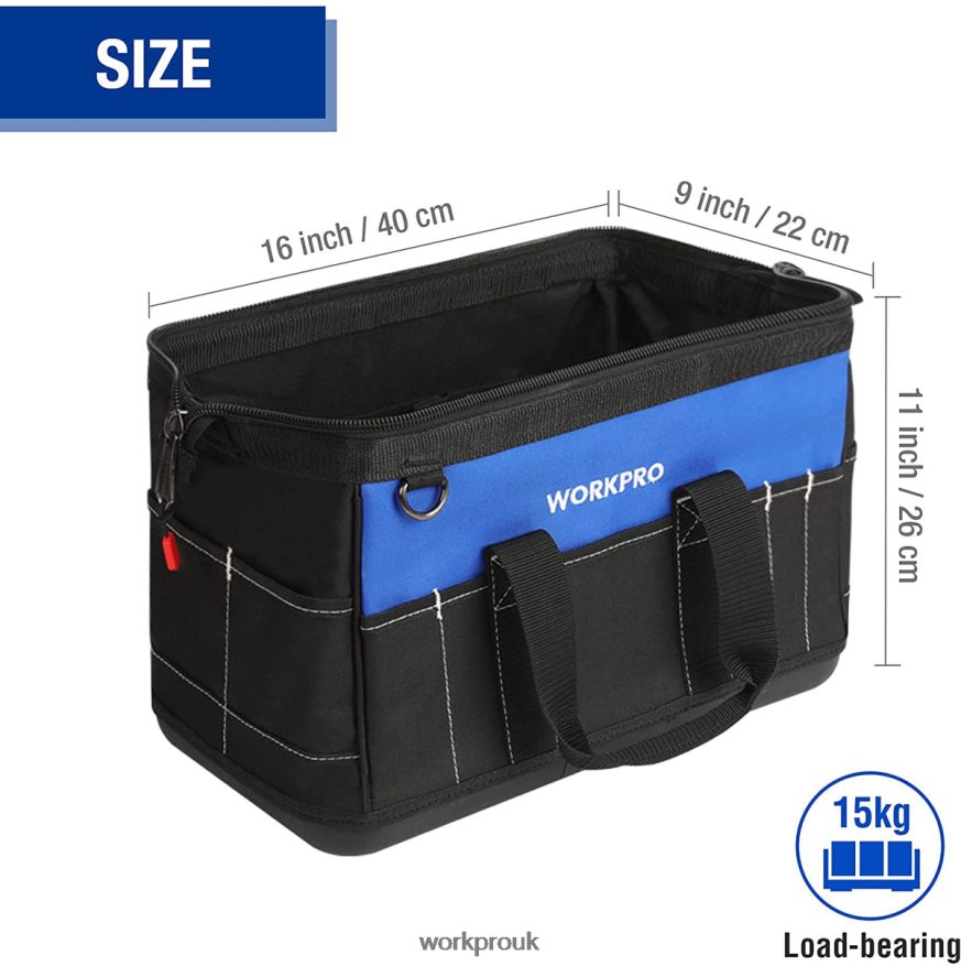 WORKPRO16-inch Wide Mouth Tool Bag with Water Proof Molded Base X662Z34 Storage