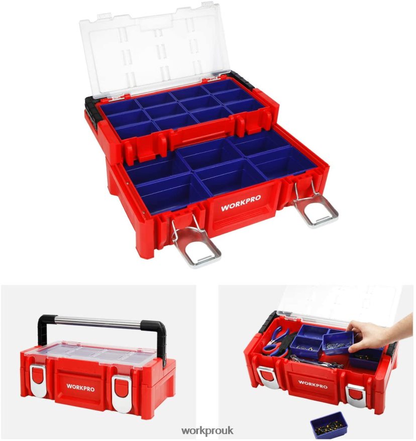 WORKPRO17-inch Plastic Tool Box, Storage Box with Locking Lid and Stainless Steel Handle X662Z25 Storage