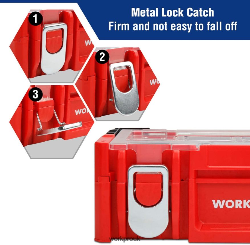 WORKPRO17-inch Plastic Tool Box, Storage Box with Locking Lid and Stainless Steel Handle X662Z25 Storage