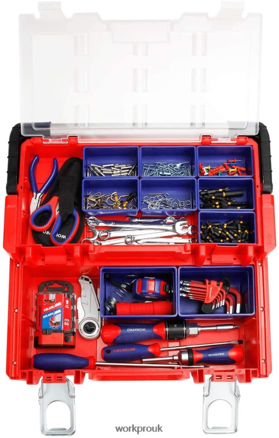 WORKPRO17-inch Plastic Tool Box, Storage Box with Locking Lid and Stainless Steel Handle X662Z25 Storage