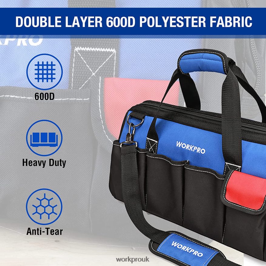 WORKPRO18-inch Close Top Wide Mouth Storage Tool Bag with Adjustable Shoulder Strap X662Z27 Storage
