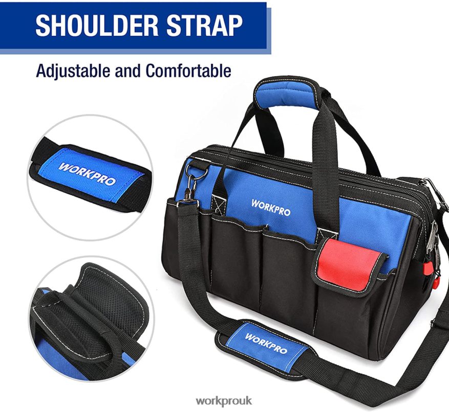 WORKPRO18-inch Close Top Wide Mouth Storage Tool Bag with Adjustable Shoulder Strap X662Z27 Storage