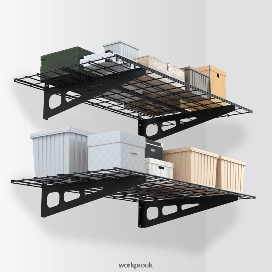 WORKPRO2-Pack 2x4FT Heavy Duty Garage Wall Mounted Shelving, 400lbs Load Capacity (Total) X662Z14 Storage