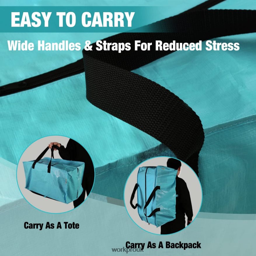 WORKPRO6 Pack Extra Large Heavy-Duty Storage Moving Tote Bags with Zippers & Carrying Handles Backpack Straps X662Z142 Storage