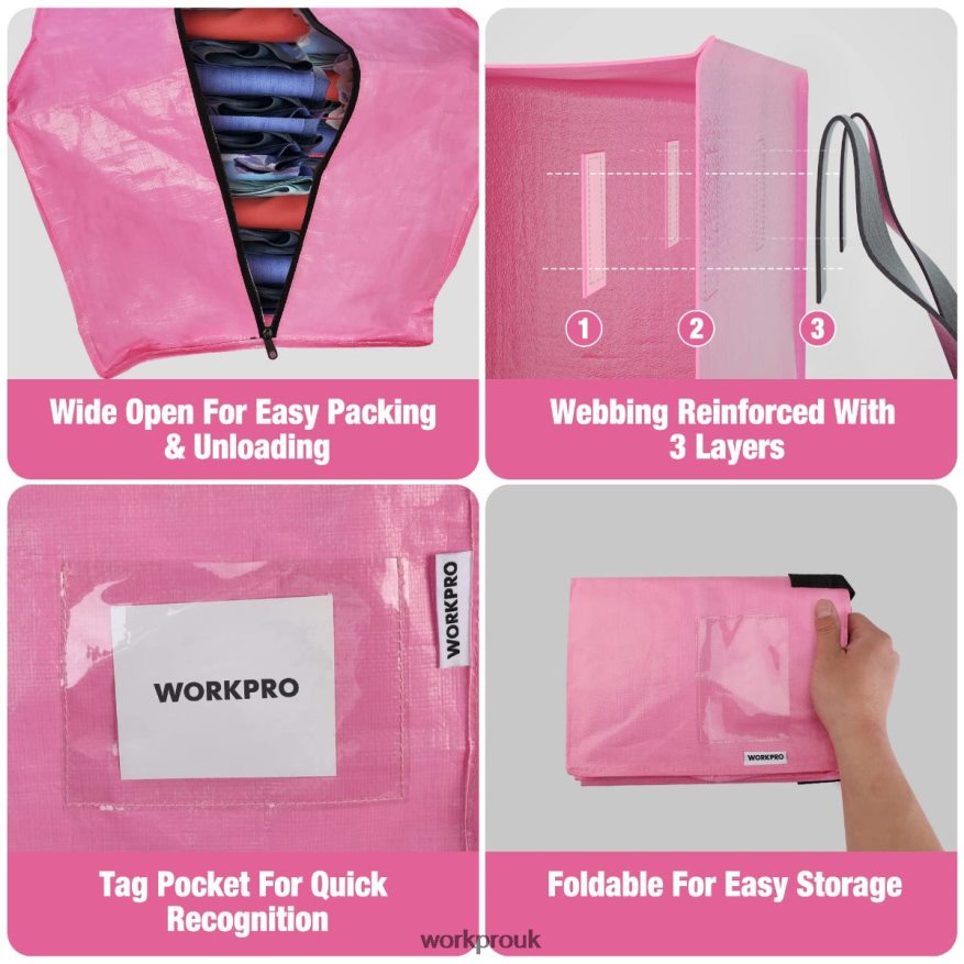 WORKPRO6 Pack Extra Large Heavy-Duty Storage Moving Tote Bags with Zippers & Carrying Handles Backpack Straps X662Z142 Storage