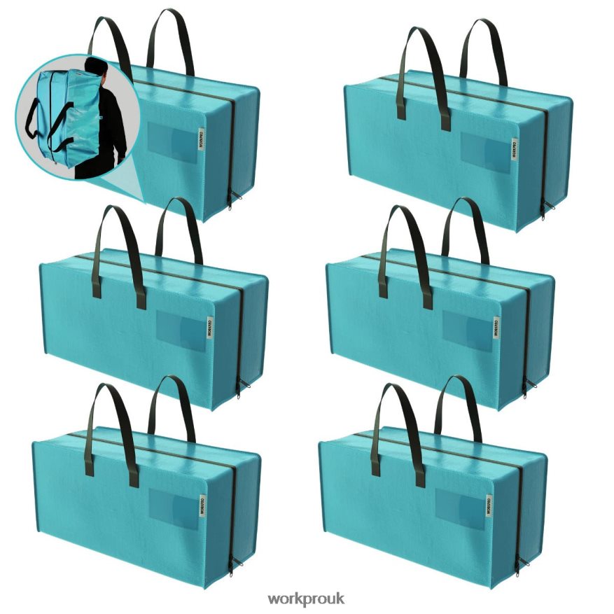 WORKPRO6 Pack Extra Large Heavy-Duty Storage Moving Tote Bags with Zippers & Carrying Handles Backpack Straps X662Z142 Storage