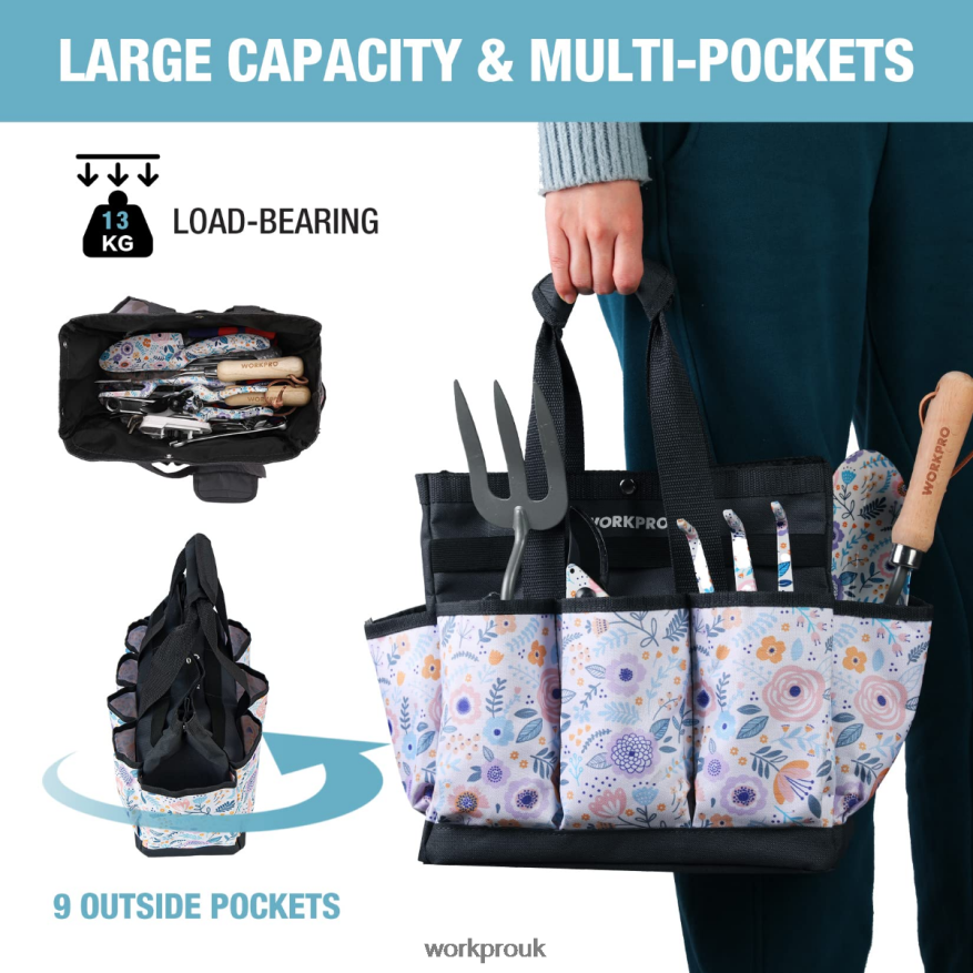 WORKPROGarden Tool Bag with 9 Pockets X662Z286 Storage