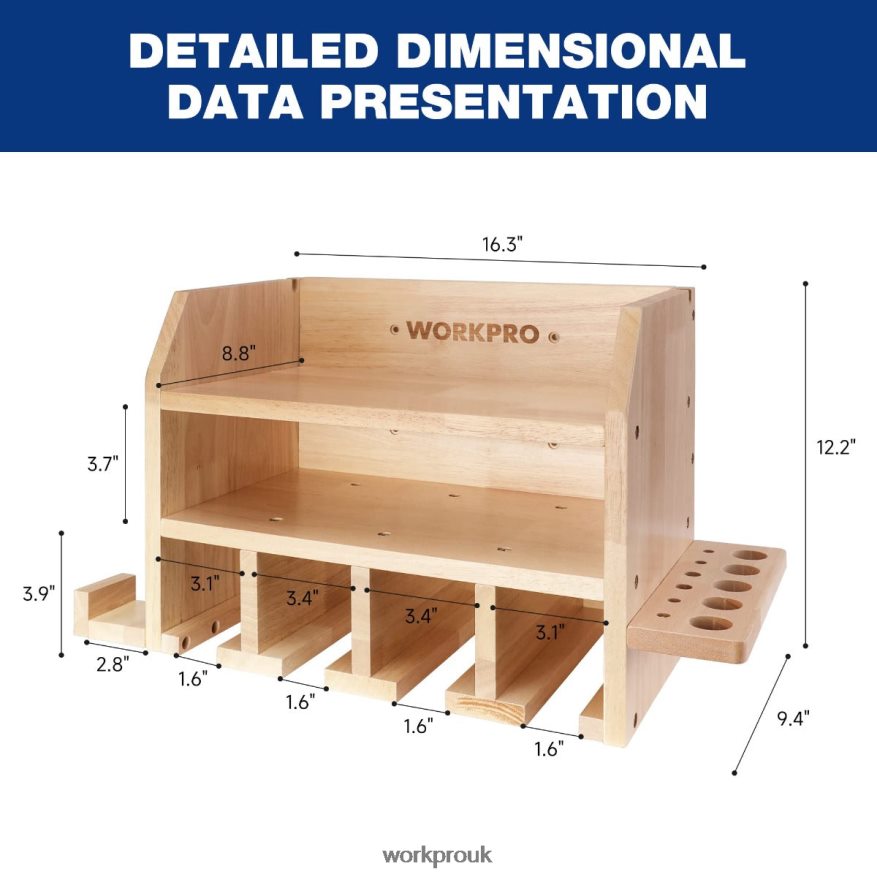 WORKPROPower Tool Organizer, Cordless Drill Holder Storage Wall Mount with 5 Drill Hanging Slots, Solid Wooden Tool Storage X662Z19 Storage