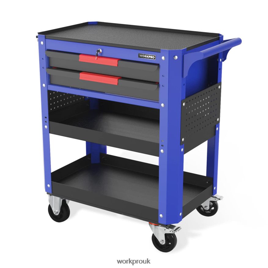 WORKPROPremium 2-Drawer Rolling Tool Cart, Heavy Duty Utility Industrial Service Cart Storage Organizer with Wheels and Locking System X662Z16 Storage
