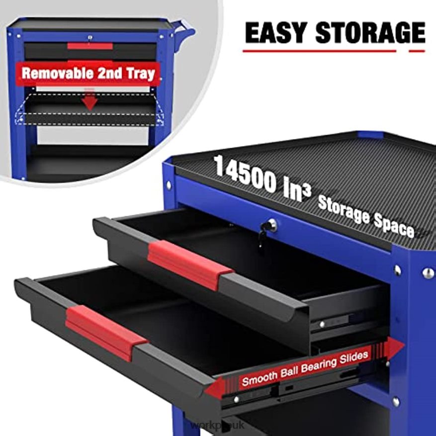 WORKPROPremium 2-Drawer Rolling Tool Cart, Heavy Duty Utility Industrial Service Cart Storage Organizer with Wheels and Locking System X662Z16 Storage