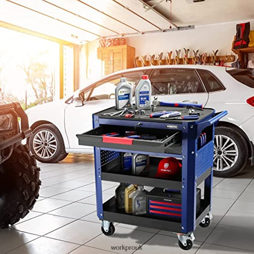 WORKPROPremium 2-Drawer Rolling Tool Cart, Heavy Duty Utility Industrial Service Cart Storage Organizer with Wheels and Locking System X662Z16 Storage
