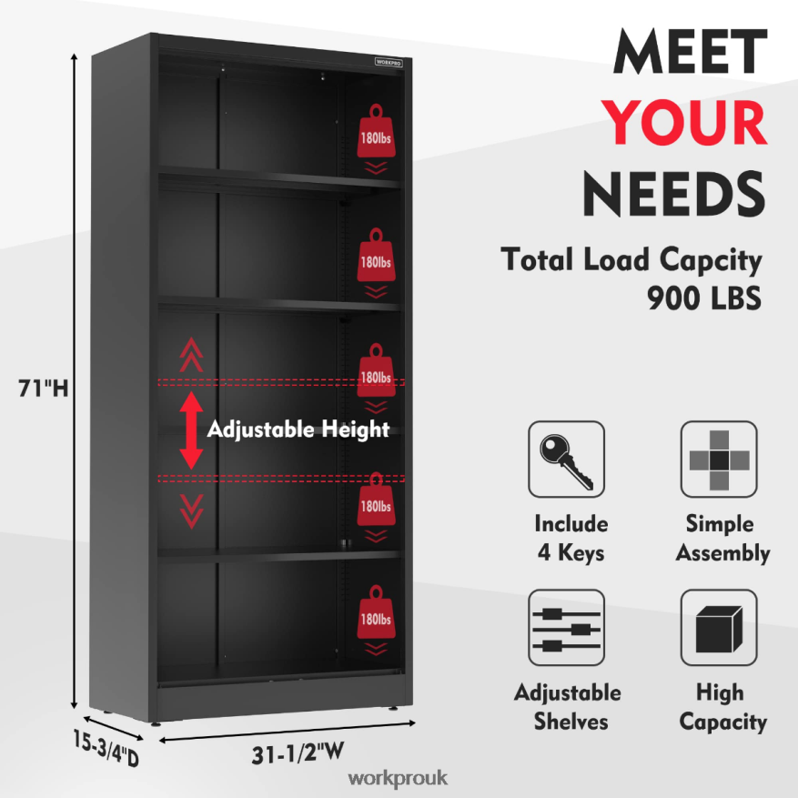 WORKPROStorage Cabinet, Metal Garage Cabinets with Doors and Shelves X662Z22 Storage