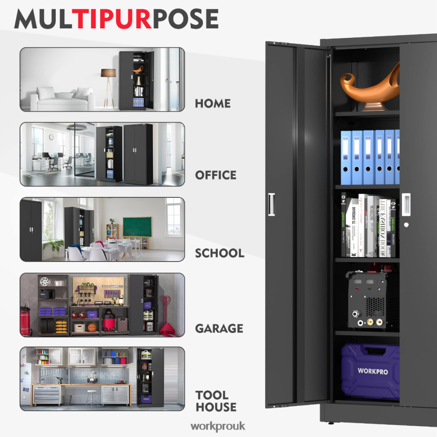 WORKPROStorage Cabinet, Metal Garage Cabinets with Doors and Shelves X662Z22 Storage