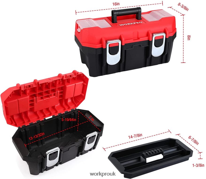 WORKPROTool Box Portable with Removable Tray Heavy Duty Toolbox with 2 Metal Latches X662Z33 Storage