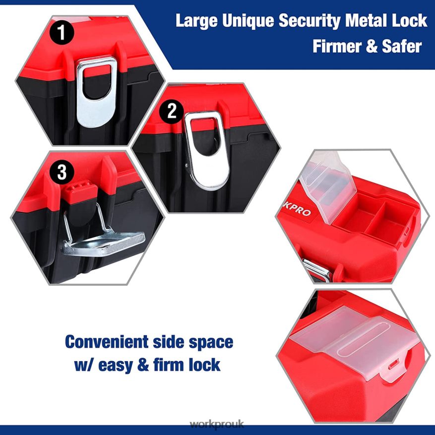 WORKPROTool Box Portable with Removable Tray Heavy Duty Toolbox with 2 Metal Latches X662Z33 Storage