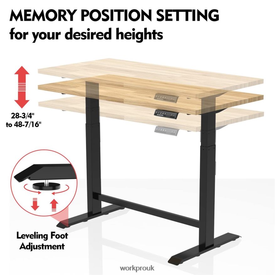 WORKPROElectric Standing Height Adjustable Workbench with Wooden Top and Dual Motor X662Z5 Storage
