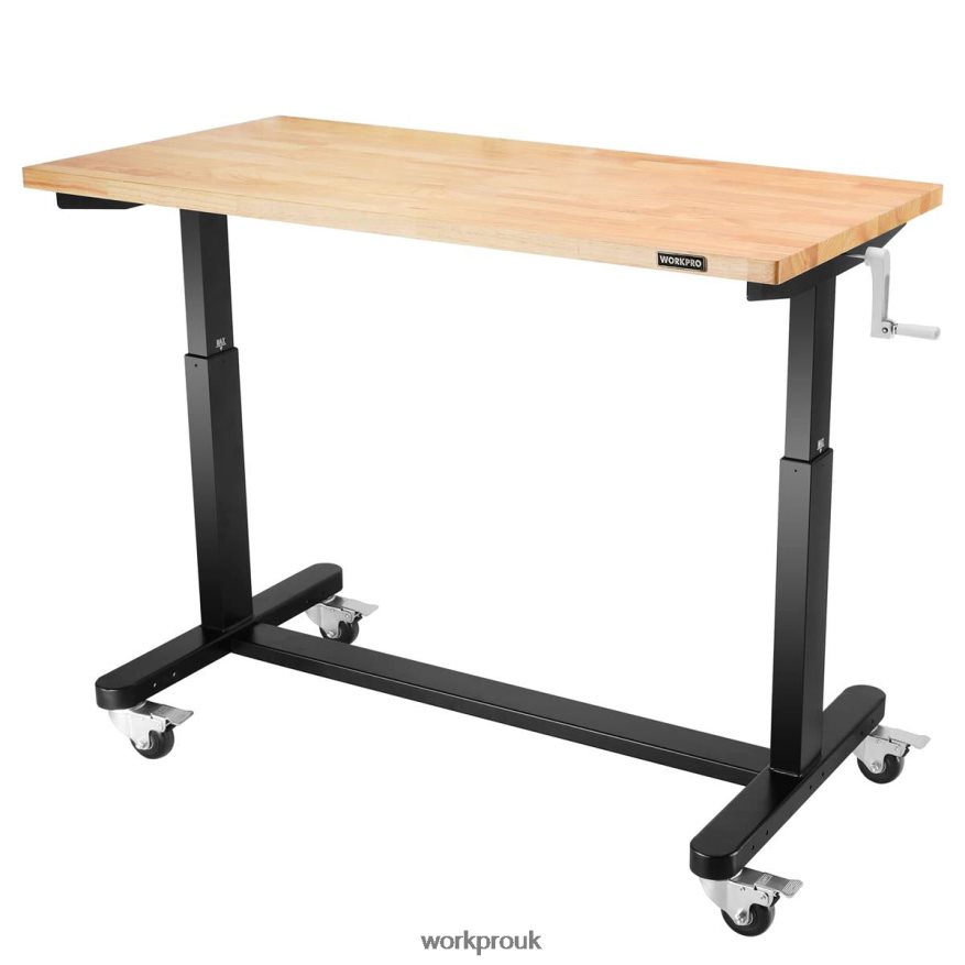 WORKPROHeight Adjustable Work Table with Crank Handle, with Casters and Leveling Feet, 500 Lbs Load Capacity X662Z3 Storage