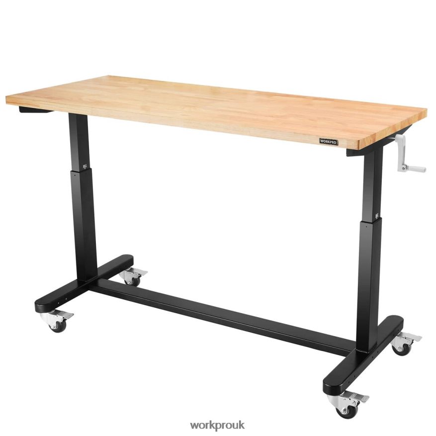 WORKPROHeight Adjustable Work Table with Crank Handle, with Casters and Leveling Feet, 500 Lbs Load Capacity X662Z3 Storage