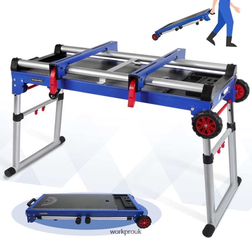 WORKPROMiter Saw Stand 5-in-1 Portable Workbench with Detachable Miter Saw Stand & Height Adjustable Legs X662Z2 Storage