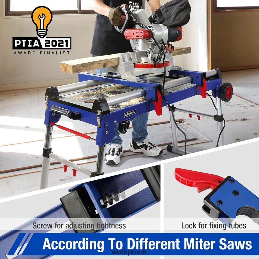 WORKPROMiter Saw Stand 5-in-1 Portable Workbench with Detachable Miter Saw Stand & Height Adjustable Legs X662Z2 Storage
