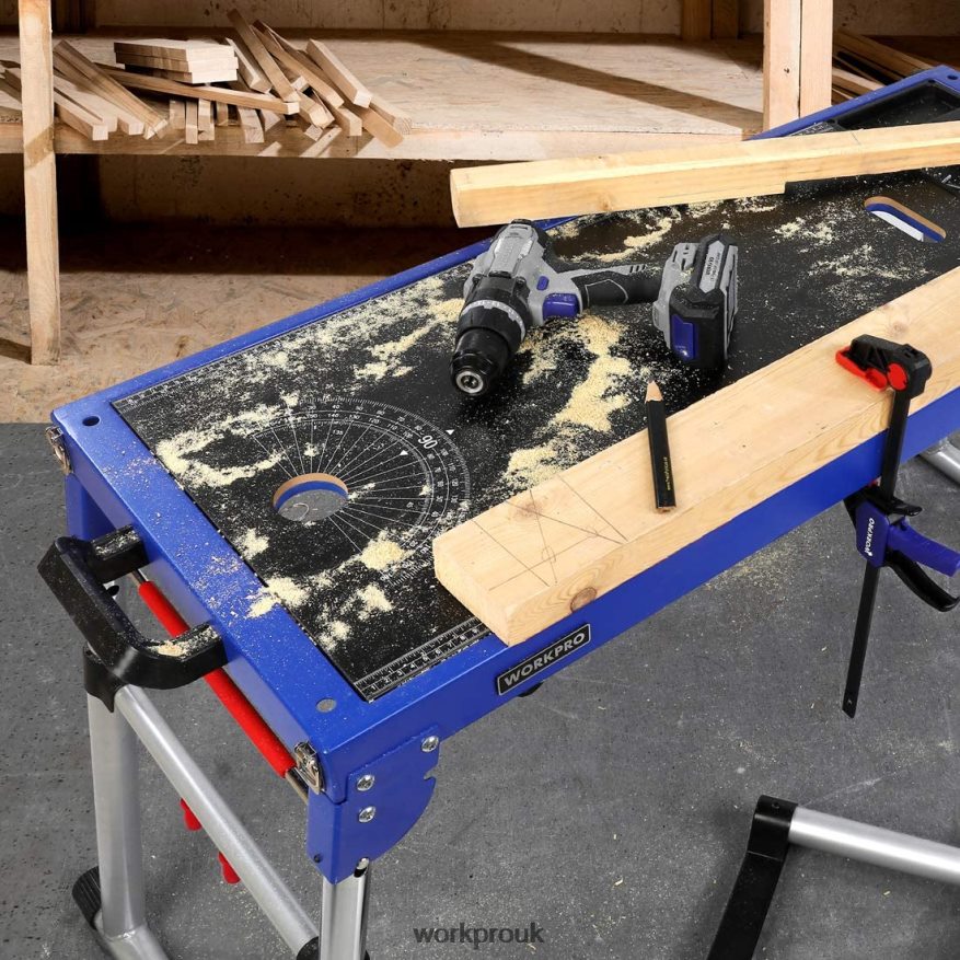 WORKPROMiter Saw Stand 5-in-1 Portable Workbench with Detachable Miter Saw Stand & Height Adjustable Legs X662Z2 Storage